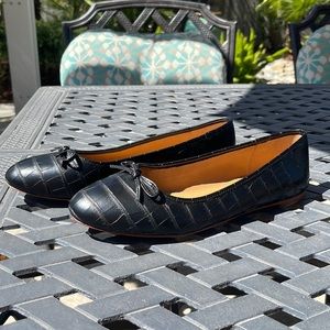 J. Crew black croc print ballet flats